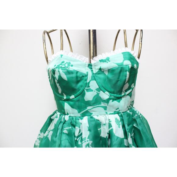 Selkie Green Summer Fields Tea Party Floral Strapless Sweetheart Dress Small - Picture 3 of 7